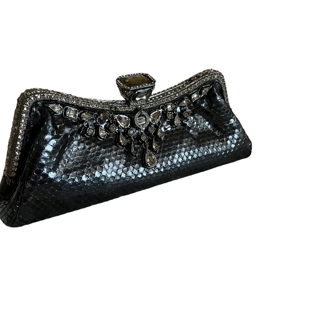 CLARA KASAVINA hand made black snake skin handbag clutch bag - Picture 5 of 16
